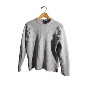 Todd Snyder Gray Merino Wool Crewneck Sweater Fits M/L Ruffle Shoulder